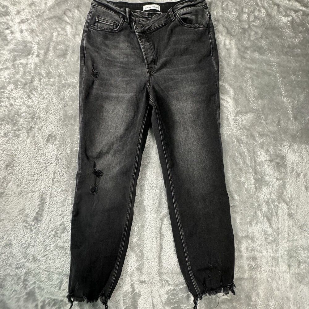 Womens‎ Flying Monkey Flare Jeans Button Fly (asymmetrical) distressed size 30